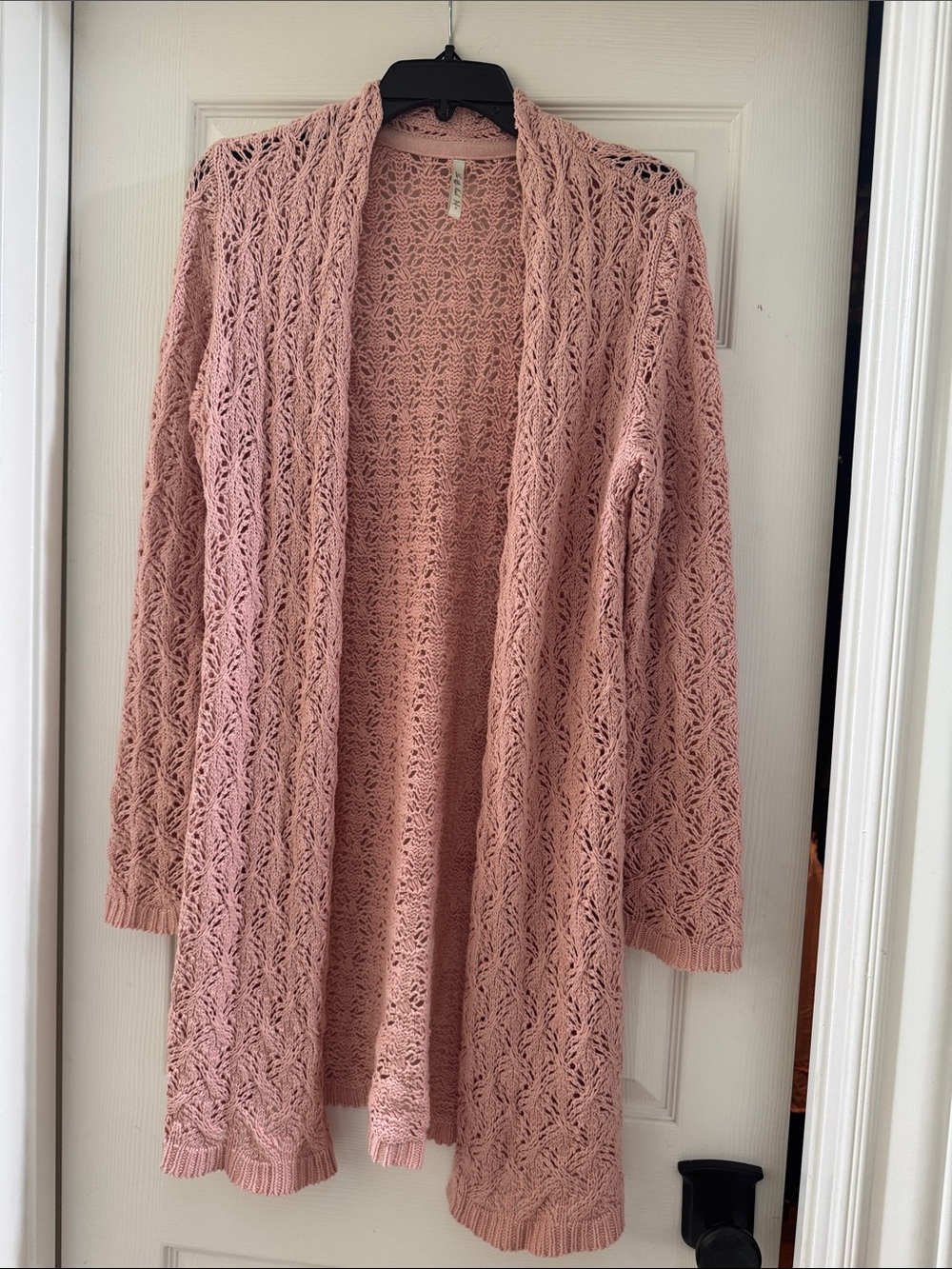 Nicole Dusty Rose Open-Front Crochet Cardigan